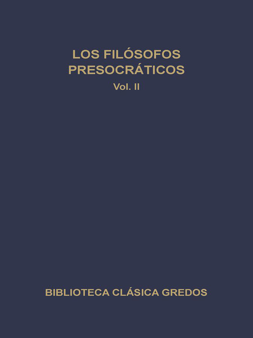 Title details for Los filósofos presocráticos II by Varios Autores - Available